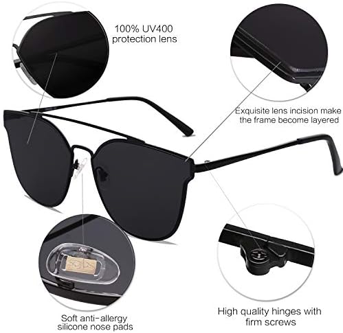 SOJOS Мода Cateye Рефлексивни очила за сонце Огледува За Жените Трендовски Дизајнер Стил Рамни Леќи свети SJ1100