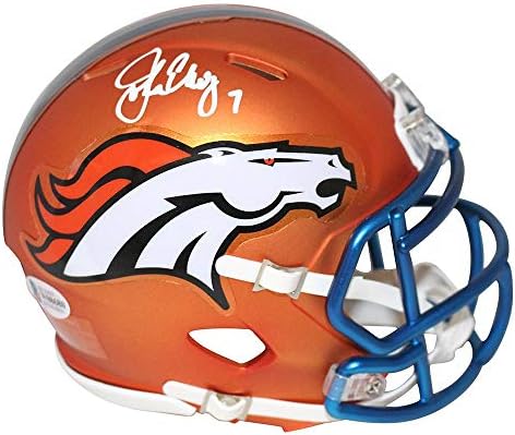 Џон Elway Autographed Денвер Broncos Блаже Мини Шлем LSM БАС ГРБ