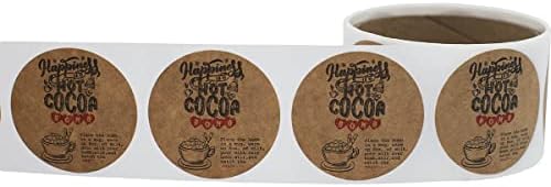 Природни Kraft Топло Какао Бомба Настава Labels 2 Инчен Круг Празник 50 Вкупно Налепници