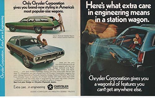Гроздобер Списание за Печатење Брошура/Вметнете: 1971 Dodge Coronet Crestwood/Плимут Сателитски Regent Средината на големината на