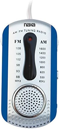 Naxa Електроника NR-721 Преносни AM/FM Мини Џеб Радио со Вграден Звучник, Сина, 8.25 Инчен x 5.25 Инчен x 1.60 Инчен (NR-721 BL)