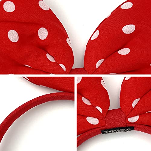 2 Пакет Божиќ Лак Headband Црвена Точка Точка Лакови Headbands за Години Девојки