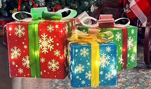 SNOWSTORM Сет од 3 Божиќ Осветлување Подарок Кутии, со Мерењето Водоотпорен Батеријата Кутија, Лак PVE Кутија, Свадба Двор, Семејството