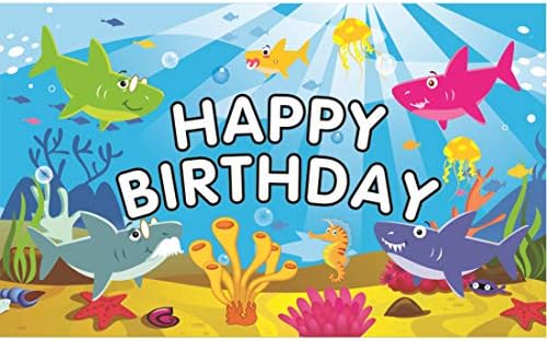 Morndew Екстра Големи Шарени Океанот Ајкула Знак Постер Среќен Роденден Позадина Банер за Мажи Жени Роденден Годишнината Партија