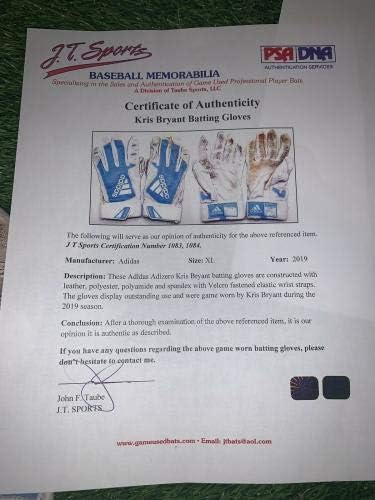 Kris Bryant Чикаго Младенчиња Игра се Користи Вата Ракавици 2019 Одлична Употреба ЛОА - MLB Игра се Користат Ракавици