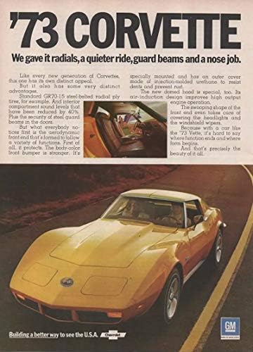Сет од 2 Оригинални Списанието се Печати Реклами: 1973 Chevy Corvette,Ние ја Даде Radials, а Потивок Возење, Guard Греди, и Носот