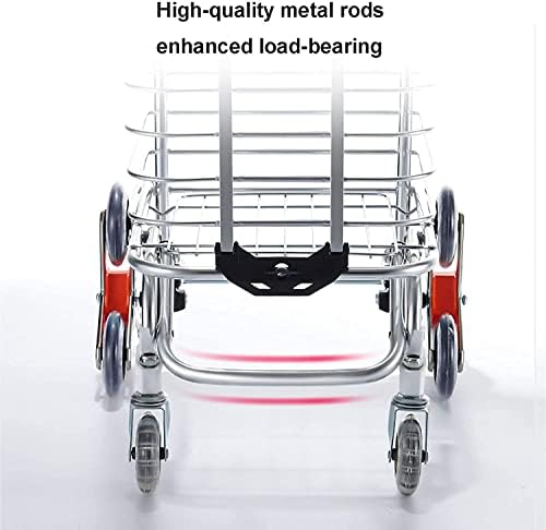 YZPTD Шопинг количка, Количка за Намирници Шопинг количка, со Покритие за Качување по Скали(седнат), со Ротирачки Тркала и Должина
