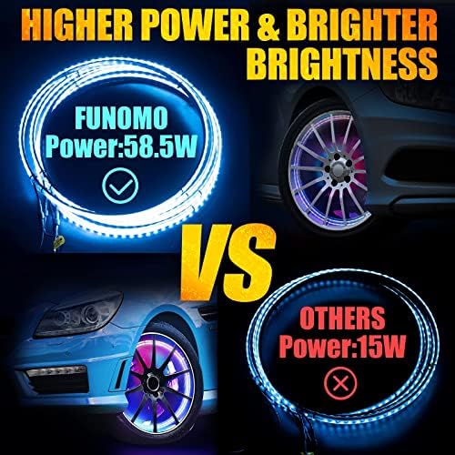Funomo LED Тркала Светла за Камион / Автомобил / ATV / UTV, Гуми Светла со Боја Брка, DIY Боја и Динамика, се Прилагодува Осветленоста,