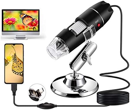 USB Дигитален Микроскоп,40X да 1600X Зголемување Endoscope со 8 Led диоди，Мини Камера со OTG Адаптерот и Метал Стојат,Компатибилен