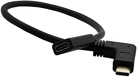 Qaoquda USB 3.1 Тип В (USB-C за да го USB-C) Машки да се Женски Брзо Полнење Кабел, 1Feet/30cm 90 степени Аглеста позлатени, за Лаптоп