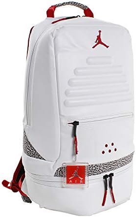 Nike Air Jordan Ретро 3 III Бела Ранец Bookbag (Една Големина, Бела Оган Црвено)