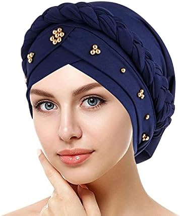 Заврши Turban Headscarf Beaded Headwear Капа Жените Шапка Плетенка Извртени Beanie Безбол Капи