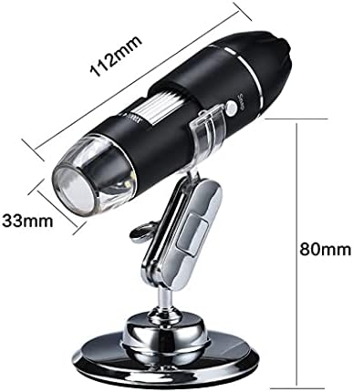 DJASM Прилагодливи 1600X 3 во 1 USB Дигитален Микроскоп Тип-C Електронски Микроскоп Камера за 8 LED Зум Зголемувачот (Боја : Црна,
