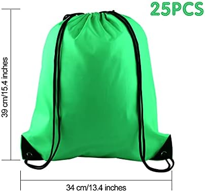 KUUQA 25Pcs Зелена Drawstring Ранец најголемиот Дел Drawstring Кеси String Ранец Cinch Салата Ранец за Салата Спорт Патување