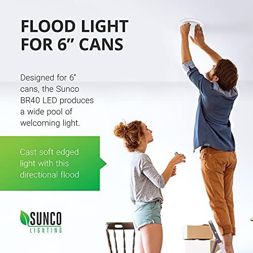 Sunco Осветлување BR40 LED Светилки, Затворен Потоп Светлината, Dimmable, 3000K Топло Бела, 100W Еквивалент 17W, 1400 LM, E26 База,