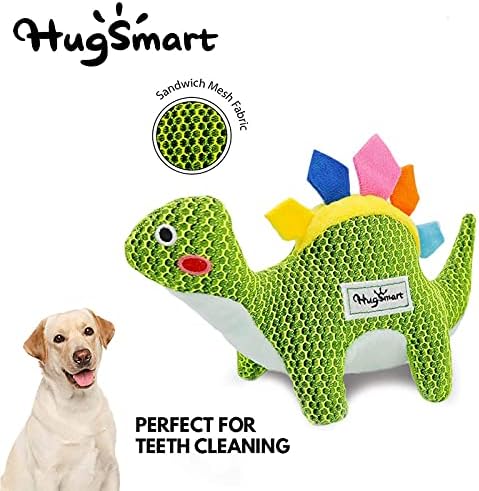 HugSmart домашно Милениче - Диносаурус Земјиште | Писклив Кадифен Куче Играчки за Мали Средни Кучиња| Текстура Сендвич Мрежа Симпатична