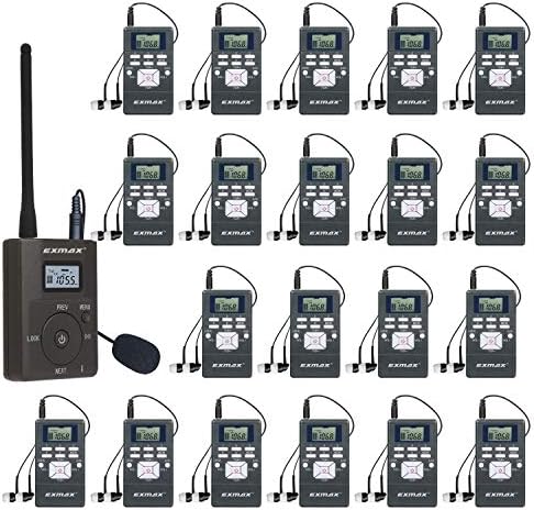 EXMAX EXG-108 DSP Стерео Безжичните Слушалки FM Радио Емитува Систем за Туристички Водич Наставата Состанок Обука Патување Областа
