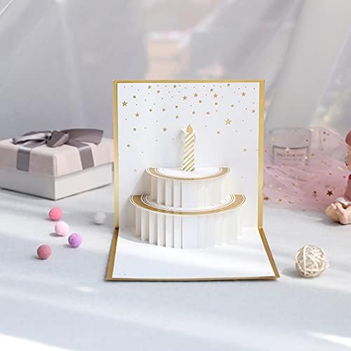 Хартија Spiritz 3D Злато Торта Pop-up Роденден Картички , Мајката на Децата Среќен Роденден Картички, рачно изработени 3D Скокачки