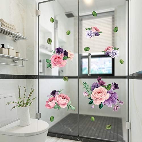 Шарени Peony се Зголеми Ѕид Decals 3D Peony Цвеќиња Ѕид Налепници DIY Отстранлив Цвеќиња, Зелени Лисја Цветни Растенија Ѕид Уметност