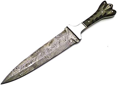 Buraaq Ножеви Дамаск Челик Нож Нож се Справи со Бул Рог Со челик Guard Убава Работа На Лов Ножеви