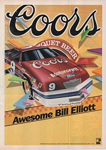 Списанието се Печати ад: 1988 9 Coors Ford Thunderbird Тркачки Автомобил,Прекрасно Бил Елиот