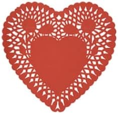 Денот на вљубените Декоративни Срце Облик на Хартија Doilies - 6 Инчи Низ - 30 Парче (Црвено)