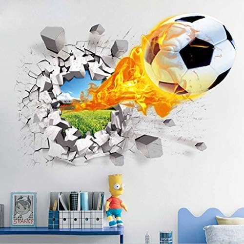 Фудбал Ѕид Decals 3D Пламен Фудбалска Топка Ѕид Оркестарот Уметност Отстранлив Винил Фудбал Ѕид Налепници Фудбалски Спортски Ѕид